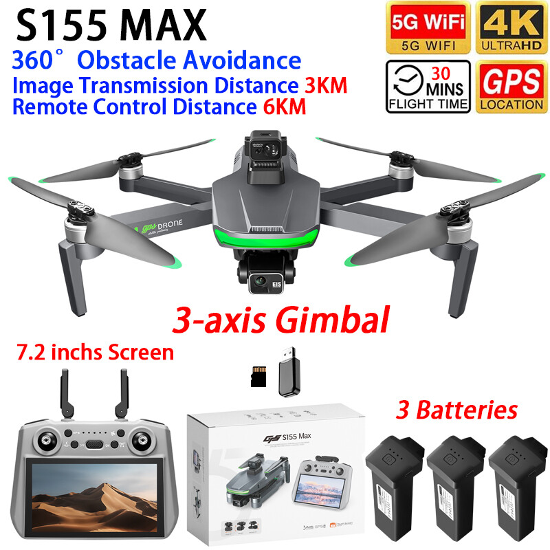 Drone Gimbal 3 Axis - S155 MAX Drohne GPS WIFI 3KM